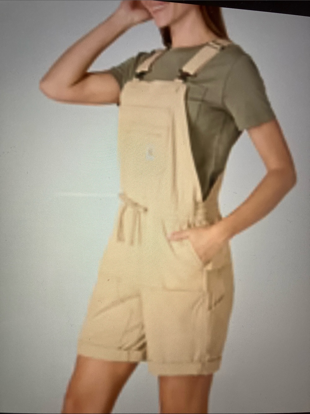 Norlik Beige Short Overalls Coverall - Beige adjustable strap